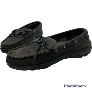 Clarks size 9 dark gray outdoor/inside moccasins slippers mens shoes